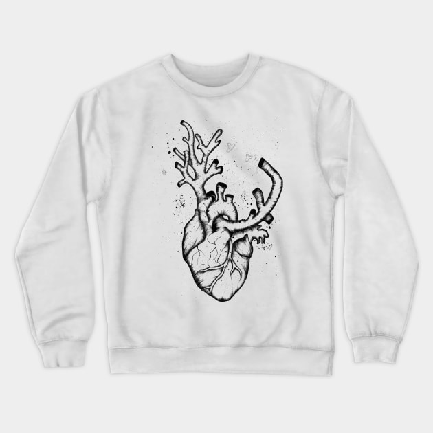 Coral Heart Crewneck Sweatshirt by snowsart